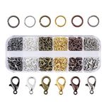 Pandahall 6 Colors Jewelry Finding Kits with 1/5 inch 22 Gauge Open Jump Rings & Lobster Claw Clasps