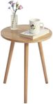 AWASEN Side Table Round, Small Accent Table Nightstand Modern End Table for Living Room Bedroom Office Small Spaces, 16''D x 19.5''H(Natural Walnut)