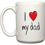 BeeGeeTees #00434 - I Love My Dad - Coffee or Tea Cup 11 or 15 oz Ceramic Mug in White, Metallic Pink, Silver or Gold. Happy Fathers Day! (15 oz, White)