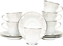 DANKOTUWA, world-class tableware Porcelain Platinum Luxury Cup And Saucer Set For Tea Coffee | Vegan | Scratch Resistant | Hard Chip Resistant | 200 Ml | 12 Pieces (Set Of 6) Shakira Platinum