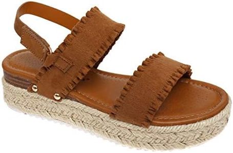 Pierre Dumas Women's Magic Platform Espadrille Slide Adjustable Ankle Strap Open Toe Sandal, New Tan-9, 11