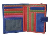 STARHIDE Womens RFID Blocking Compact Soft Leather Multi Coloured Purse with Zip Around Coin Pouch 5535 (Blue Multi)