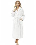 NY Threads Women's Fleece Bathrobe Shawl Collar Soft Plush Robe Spa Robe (Large, White)
