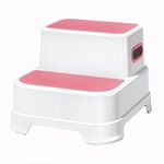 WY8 Dual Height Step Stool for Kids, Non-Slip 2 Step Stool for Toddlers with Built-in Handles, Perfect for Potty Training, Bathroom, Kitchen, Sturdy and Practical Design (Rose Pink)