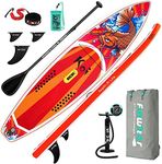 FunWater Inflatable Stand Up Paddle Board 350x84x15cm Ultra-Light ISUP with Paddleboard Accessories, Fins, Adjustable Paddle, Pump, Backpack, Leash, Waterproof Phone Bag