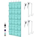 Gorilla Grip Breathable Mesh Large 24 Pocket Shoe Organizer, Holds Up to 40 Pounds, Sturdy Hooks, Space Saving, Over Door, Storage Rack Hangs on Closets for Shoes, Sneakers or Accessories, Turquoise