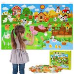 Dr.Rapeti Farm Animals Felt Story Board Set 41PCS Preschool Farmhouse Barnyard Theme Busy Board Story Set Storytelling Early Learning Interactive Play Kit Wall Hanging for Toddlers Kids Children