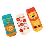 THELA GAADI Lion Print Kids Socks | Low-Cut Ankle Length Cotton Socks for Kids | Breathable, Odourless, Printed Kids Socks for Boys and Girls | Combo Pack of 3