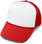 DALIX Kids Trucker Cap Youth Hat in Red and White