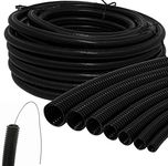 32mm Black Polypropylene Flexible Conduit with Copper Draw Cord (Easy Install) - Internal 26.5mm - External 32.0mm - 10 Meter Coil - UV Resistant - IP40 - LSOH - UK Manufactured