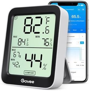 Govee Bluetooth Thermometer Hygrometer Innen, LCD Digital Temperatur luftfeuchtigkeitsmesser mit Benachrichtigungs Alarm, Präzise Thermo-Hygrometer mit APP, Datenspeicherung für Gewächshaus Weinkeller