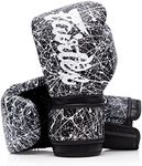 Fairtex Microfibre Boxing Gloves Muay Thai Boxing (BGV14PT - Black/White, 16 oz)