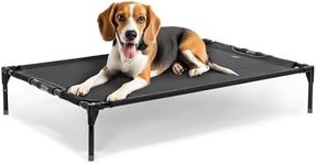 Petsfit Elevated Raised Outdoor Dog Bed - Cooling Dog Cot Bed for Dog, Upgraded Adjustable Firmness Pet Bed，Dog Hammock Bed with Durable Breathable Teslin Mesh，Non Slip, Black 42”