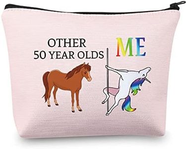 Regalo per il 50° compleanno per donne Altri 50 anni Me Unicorn Makeup Bag 50 e favolosa borsa regalo divertente regalo di compleanno per 50 anni, Borsa 50° Rosa