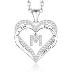 Lomantise Heart Initial Necklace for Women, Anniversary Birthday Gifts for Wife, 925 Sterling Silver Letter Pendant Necklace Christmas Valentines Jewelry Gifts for Her Girlfriend Mom Daughter