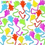 100PCS Glow Sticky Hands Party Favors for Kids Birthday Supplies Goodie Bag Stuffers Classroom Treasure Box Carnival Prizes Bulk Treat Gift Trinkets Pinata Fillers Stuff Mini Stretchy Toys