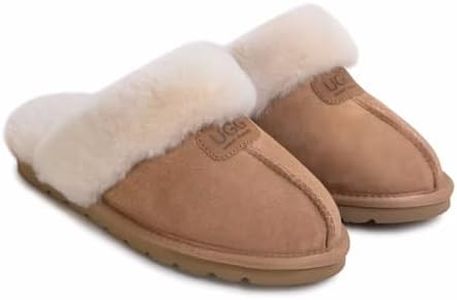 UGG auzland sheepskin UGG Fuzzy Slippers Women Chestnut,Sheepskin Scuff Slippers Women Non-Slip Indoor Slippers S