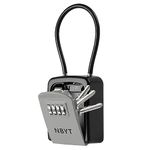 NBYT Portable Combination Lock keybox, For House Keys Key Hiders to Hide a Key Outside,Waterproof Key Safe Storage Lock Box(Small size with steel cable rope)