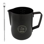 Espresso Steaming Pitcher Milk-Steam Cup - 20 oz Coffee Milk Frothing Cup,Coffee Steaming Pitcher, Latte Stainless Steel Pitcher, Milk Pitcher Cappuccino（20 Oz BLACK）