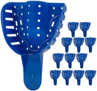 LA MIERE Royal Blue Premium Disposable Tracking Spacer Plastic Dental Impression Trays 12 PC Small, Medium, Large, Upper-Left, Lower-Right (#1 Upper Large)