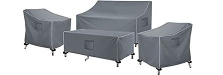 SIRUITON Patio Furniture Covers, Outdoor Furniture Cover Waterproof 4-Piece, Patio Furniture Set Covers, Heavy Duty Durable and Water Resistant Fabric, Fit for Chairs, Couch, Coffee Table, Grey