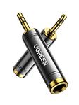 UGREEN 2 Packs 3.5mm to 6.35mm Adapter, 1/4 inch Female to 1/8 inch Male Stereo Audio Jack Adapter for Headphone Amplifier, Guitar, Piano, Speakers, Mic