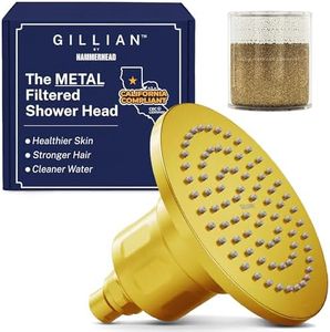 Gillian™ by HammerHead High Pressure Shower Head with Filter – Genuine KDF-55 Filtered Shower Head for Hard Water, Healthier Skin & Hair – Metal 6-Inch Rainfall Showerhead with Filters, Brushed Gold