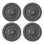 Phoenix Fitness Cast Iron Weight Plates - 1-Inch Free Weight Plate for Barbell Dumbbell Bars, Weightlifting & Strength Training at Home Gym - Set of 4, 5kg