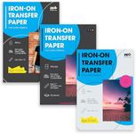 PPD Premium Iron T-Shirt Transfer Paper Dark, Black, Light and White, LTR 8.5x11", 20, 40 and 50 Sheets (Bundle of 3)