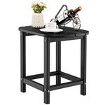 Multigot Garden Side Table, HDPE Adirondack Table Patio Bistro End Table with Slatted Tabletop, Weather Resistant Small Snack Tea Table for Backyard, Poolside and Balcony (Black)