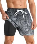 APTRO Mens Swimming Shorts Swimming Trunks Men Compression Liner Swim Shorts 7" Board Shorts Gradient Palm Grey MK272 L