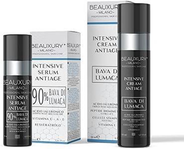 Bava di Lumaca Pura Siero e Crema Viso Lifting Cosmetico Antiage Contorno Occhi Macchie Iperpigmentazione con Acido Ialuronico 3 Pesi Molecolari Peptidi e Staminali Vegetali Senza Siliconi Petrolati