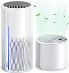 Afloia HEPA Air Purifier with Humidifier, 3 Stage H13 Filters for Home Allergies Pets Hair Smoker Odors, Evaporative Humidifier, Auto Shut Off, Quiet Air Cleaner with Night light, MIRO