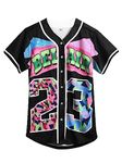 Amzdest 90s Clothing for Women,Unisex Hip Hop Outfit for Party,Bel Air Baseball Jersey,Short Sleeve Button Down Shirt, 23black, Large