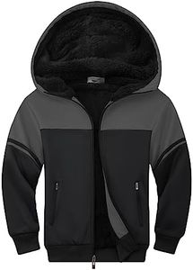 JACKETOWN Hoodie for Boys Fleece Jacket Zip Up Sherpa Lined Hooded Sweatshirts with Two Pockets 6-15 Years Old