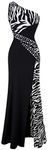 Angel-fashions Women's One Shoulder Zebra Gemstones Stitching Evening Dress XX-Large Black