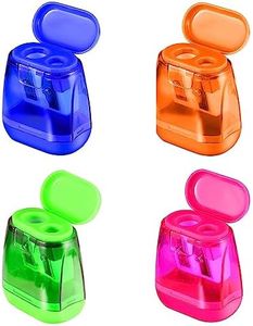 Fezf Paquete De 4 Sacapuntas De Doble Agujero, Sacapuntas, Sacapuntas De Mano, Sacapuntas Para Escuela, Oficina, Niños (4 Colores)