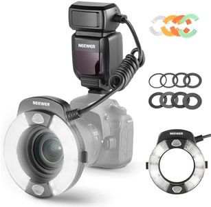 NEEWER 76Ws Marco Ring Flash Compatible with Canon Cameras, 1-1/128 Output, GN15 5600K TTL Flash Light with Front/Rear Curtain Sync, Color Gels, Lens Adapters for Macro Photography Lighting, RF1-C