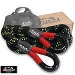 Offroading Gear 4x4 20'x7/8" Kinetic Recovery Rope & Tow Rope Kit| Black (28,600 lbs) | Elastic Snatch Strap | Heavy-Duty Loops | Truck |ATV| UTV| Car | SUV | Etc.