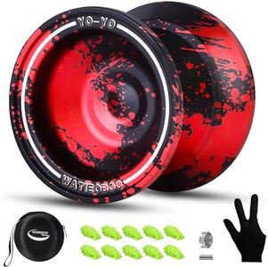 Upgraded WATIEOBOO 7 Metal Yoyo - Dual-Function Responsive/Non-Responsive Professional Trick yoyo, Suitable for yoyo Beginners to Advanced Players (Black/red). Includes Spare String and yo-yo Bag.