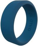 QALO Men & Women's Rubber Silicone Ring, Pela Modern, Rubber Wedding Band for Men & Women, Breathable, Durable Unisex Engagement Silicone Ring, 6.5mm Wide 1.8mm Thick, Stormy Blue, Size 12