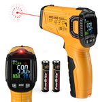 PREXISO Infrared Thermometer -58℉~ 1022℉ (-50℃ ~ 550℃) Digital Laser Temperature Gun (Not for Human) with Adjustable Emissivity and LCD Color Display Non-Contact IR Pyrometer for Cooking, Industry