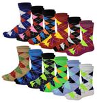 12 Pairs Colorful Fashion Design Dress socks 10-13 - -