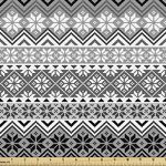 Ambesonne Nordic Fabric by The Yard, Knitting Theme Chevron Pixel Art Pattern Scandinavian Ornament Classic Motifs, Decorative Fabric for Upholstery and Home Accents, 3 Yards, White Black