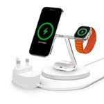 Belkin MagSafe 3 in 1 Wireless Charging Station, 15W iPhone and Apple Watch Fast Wireless Charger, AirPods Charging Station for iPhone 16, 15, 14, 13, 12 Series, Apple Watch 10/9/8, SE, Ultra - White