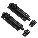 2 Set Door Lock Bolts Shed Door Tower Bolt Heavy Duty Black Door Bolt Latch Slide Barrel Door Bolt Security Lock Latch with Screws for Internal Door Shed Bathroom Toilet Shed (Black, 4inch)