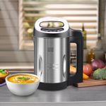 Potlimepan Soup Maker 1.6 L, 4 in 1 Multi-Funcation Soup and Smoothie Maker with Smart Control Panel, Stainless Steel Hot Soup Maker Electric, Makes 2-5 Servings Smart Living for Home Use White