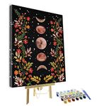 Paint by Numbers Moon Garden Surrounded by Vines and Flowers DIY Acrylic Painting Kit with Brushes Pigment Canvas Oil Painting (with Frame)Artwork for Kids Adults Beginners Wall Decor 16" x 20"
