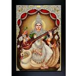 Great More Saraswati Mata Square Rectangular Photo Frame Pooja Room & Wall Dacor,Wood-41-5x7 inch