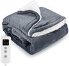 PROALLER Heated Blanket Electric Throw 160x130CM, 10 Levels &1-9H Timer Auto-Off, Machine Washable, Soft Flannel Sherpa Full Body Warming, Sofa Bed Office Use, Heating Blanket